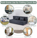 Folding Sofa Bed, 4 in 1 Convertible Sleeper Chair with Pillow, Queen Memory Foam Fold Out Chair Bed, Modern Floor Futon Sofa Couch Mattress for Living Room/Guest/Apartment, Dark Grey