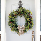 Decorative Bow for Forsythia Wreath, Wild Floral Wreath for Home Wedding Living Room Front Porch Yard Window Farmhouse Decor, Elegant Accessory for All Seasons