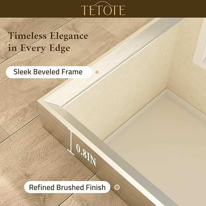 TETOTE Brushed Nickel Mirror 22" x 30" Rectangle Beveled Frame Bathroom Vanity Mirror for Over Sink Brushed Nickel, Tempered Glass, Stronger Frame, Modern Farmhouse Bedroom, Entryway