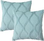 decorUhome Spring Throw Pillow Covers 18x18 Inch Set of 2, Soft Plush Faux Fur Wool Aqua Couch Pillow Covers, Decorative Neutral Pillow Cases for Bed Sofa Living Room Home Decor