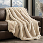 EVERGRACEHOME Luxury Faux Fur Throw Blanket, Soft Fluffy Faux Mink Blankets for Bed, Couch, Sofa, Thick Cozy Plush Warm Fur Throws with Reversible Velvet, Tipped Golden Fox, 60"x80"