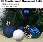 Navy Blue 1.6" Small Christmas Balls Christmas Tree Decoration Ornaments Shatterproof Hanging Balls for Birthday Halloween Holiday Wedding Decorations Set of 36pcs