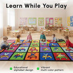 SAFECASTLE Kids Carpet My ABC Place Alphabet Rug 5'4" x 7'8"– Educational ABC Learning Area Rug – Colorful Classroom Rug for Kids, Toddlers, Preschool, Nursery, Playroom, Daycare & Children’s Bedroom