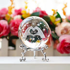 HDCRYSTALGIFTS 60mm 3D Laser Engraved Heart Hands Crystal Ball Paperweight Love Finger Valentines Figurines Gift for Women, Glass Decorative Ball Sphere for Shelf Living Room