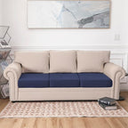 Waterproof Couch Cushion Covers, Stretch Individual Sofa Seat Cover for Sectional L Shaped Sofa, Reversible Couch Furniture Protector for Pets (3-Piece Sofa Cushion Cover, Navy)