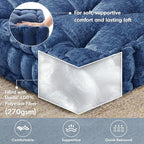 Intelligent Design Azza Floor Pillow, Large Cushions Sitting for Adults, Floor Pillow for Meditation or Yoga, Lustrous Chenille Tufted with Scalloped Edges for Bench/Chair Cushion, 20"x20"x5" Navy