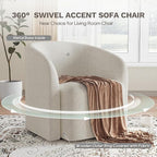 COLAMY Swivel Accent Chair Set of 2, Barrel Chair with Armrest, Comfy Round 360°Mondern Armchair, for Living Room/Bedroom/Waiting Room, No Assembly, Beige