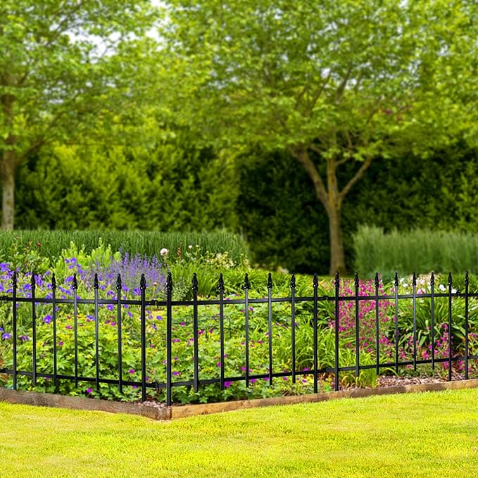 ARIFARO Metal Garden Fence 18" H x 22" W (5 Pack, Length 9.16 ft) Decorative Fencing, No Dig Border Fencing for Outdoor Patio Yard Flower Bed Animal Barrier