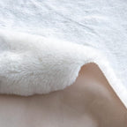 White Faux Fur Round Rug 4ft Fluffy Rabbit Fur Rug Machine Washable Circle Area Rugs for Living Room Bedroom Home Teen Room Nursery Décor