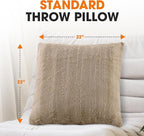 Cheer Collection Faux Fur Throw Pillows - Decorative Pillows for Couch, Bed Throw Pillows, Sand Accent Pillows for Bedroom or Living Room Aesthetic, Set of 2 Furry Throw Pillows, 20" x 20"