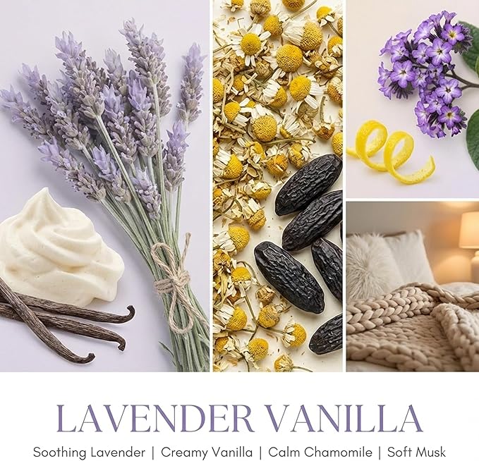 HomeLights Scented Candles | Large Jar 34 Oz Natural Soy Candle | 130 hrs Long-Lasting with 3 Wicks | Bohemian Natural for Home Decor | Gifts for Mom & Women, Lavender Vanilla