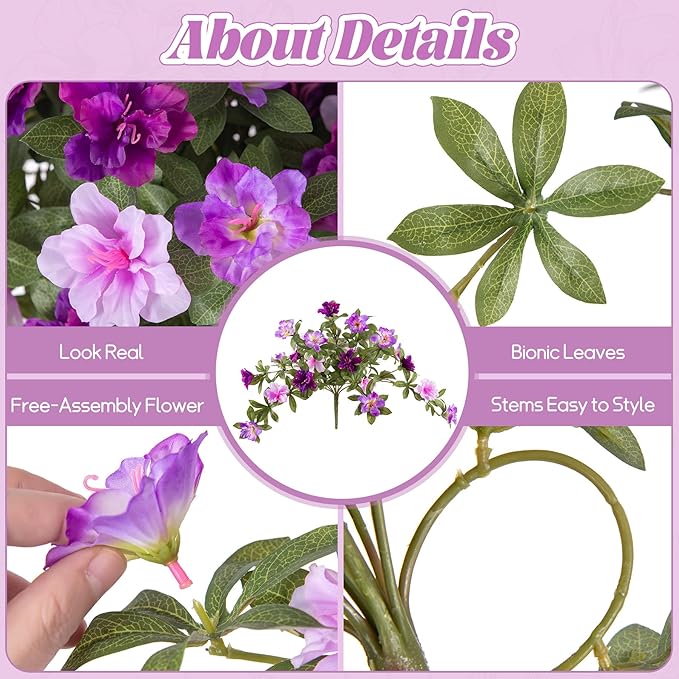 Artificial Hanging Flowers for Outdoors Hanging Baskets, 3 Pcs Fake Silk Flower with Hanging Baskets Planter for Spring Summer Garden Porch Patio Yard Outside Decor