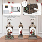 9.6" Christmas Snow Globe Lantern with Santa Claus - Water Swirling Glitter LED Light Musical Lantern with Exterior Decor - Vintage Xmas Gifts - USB Plug or Battery Operated Home Decor (Santa & Bear)