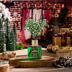 Airkeep Christmas Reed Diffuser Set,3.38 fl oz (100 ml) Reed Diffuser - Balsam&Cedar Oil Diffusers with 8 Reed Sticks, Home Fragrance Reed Diffuser for Bathroom Shelf Decor