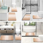 OLANLY Bathroom Rug Set 2 Piece, Soft Absorbent Microfiber Bath Mats and U-Shaped Contour Toilet Rug, Non-Slip, Machine Wash Dry, Plush Shaggy Bath Mats for Bathroom (24"x16"+24"x20", Beige)