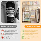 X-cosrack 4 Tier Closet Hanging Organizer, Foldable Closet Shelving with 2 Hanging Hooks 5 S Hooks, Wire Storage Basket for Wardrobe Laundry Room, for Clothing Sweaters Shoes Handbags Patent-White