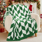 Snuggle Sac Christmas Green Throw Blanket for Couch, Super Soft Christmas Blankets Cozy Knit Fuzzy Plush Lightweight Throws for Sofa, Bed, Chevron Green,50x60 inches