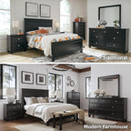 Signature Design by Ashley Lanolee Traditional Dresser with Framed Drawer Fronts and Tapered Feet, 7 Drawers, Satin Nickel Knobs, Wood, 36" High, Black