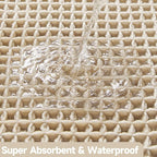 Pale Beige Bathroom Rug, Waffle Bath Mat Non Slip Washable Super Absorbent Quick Dry Boho Farmhouse Bathroom Decor, 24''x16'' Pale Beige