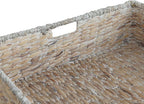 happimess BSK2015D Holden 30" Classic Costal Hand-Woven Hyacinth Wicker Under Bed Storage Basket with for Storage and Decoration in Bathroom, Bedroom, Closet, Entryway, White Wash