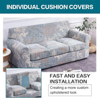 KRFOONN 4 Piece Stretch Sofa Couch Covers for 3 Cushion Couches Printed Sofa Slipcover with 3 Separate Seat Cushion Covers Washable Sofa Slip Covers Furniture Protector for Pets Kids (Large, 14)