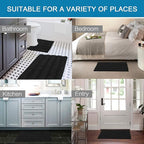 H.VERSAILTEX Bathroom Rugs Bath Rug Set 2 Piece Bathroom Contour Rug Toilet Mat Sets Non Slip Contour Bath Rug Ultra Thick Water Absorbent Striped Bath Mats Washable(36" x 24" Plus 20" x 24" U, Black)