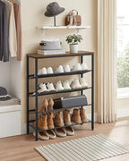 VASAGLE Shoe Rack for Entryway, 5-Tier Shoe Rack Organizer with Storage Shelves and Spacious Top, Freestanding, Adjustable, Industrial, Rustic Brown and Ink Black ULBS038B01