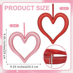 Aneco 8 Pieces Valentine's Day Heart Hanging Ornaments for Tree 9.45 Inch 3D Heart Shaped Decorations Glitter Foam Hearts Wreath for Wedding Valentine Front Door Wall Home Decor