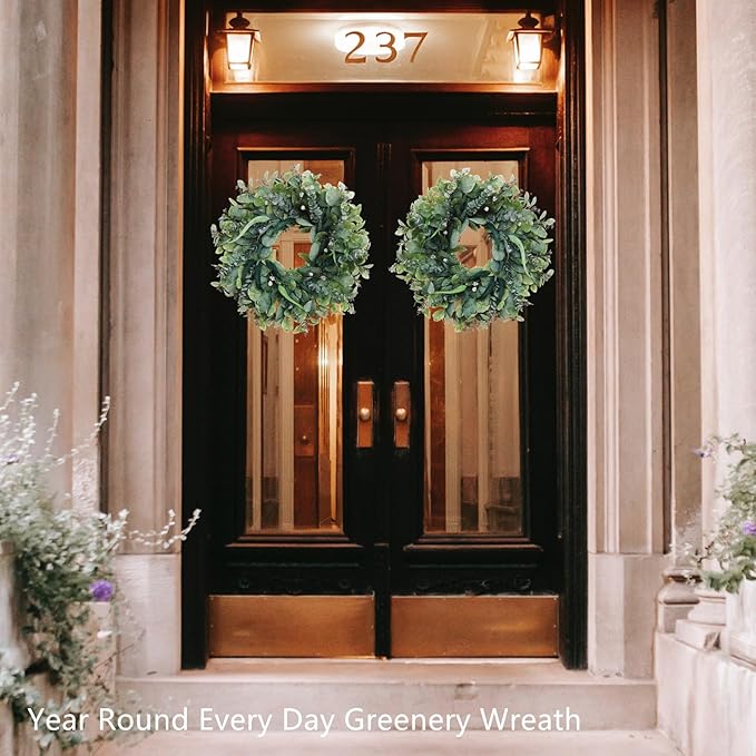 26 Inch Artificial Eucalyptus Wreaths for Front Door for All Seasons,Spring Summer Fall Autumn Winter Christmas Wreath,Large Neutral Everyday Greenery Wreath,Home Wall Door Porch Decor
