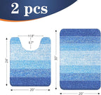 OLANLY Bathroom Rug Set 2 Piece, Soft Absorbent Microfiber Bath Mats and U-Shaped Contour Toilet Rug, Non-Slip, Machine Wash Dry, Shaggy Bath Mats for Bathroom (30"x20"+24"x20", Light Royal Blue)