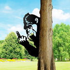 ESTART Peaking a Boo Flipping Off Bigfoot Animal Metal Sign Art Ornament, Animal Peeping Around Signs Corner Tree Garden Fence Farmhouse Outdoor Home Decoration