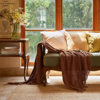 lifein Throw Blanket for Couch, Soft Boho Decor Bed Throw,Cozy Brown Knitted Chenille Small Knit Farmhouse Lightweight Throw (Golden,50 * 60")