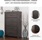 Signature Design by Ashley Brinxton Contemporary 5 Drawer Chest, Almost Black