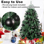 Black Set of XL (4.0") 4PCS Christmas Balls - Christmas Tree Decoration Ornaments Shatterproof Hanging Balls for New Year Easter Valentine Holiday Decorations