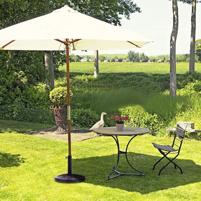 Giantex 30lbs Patio Market Umbrella Base, Heavy Duty Outdoor Stand, Cast Iron Umbrella Holder for Garden Beach, Classic Round Umbrella Standing Deck Porch