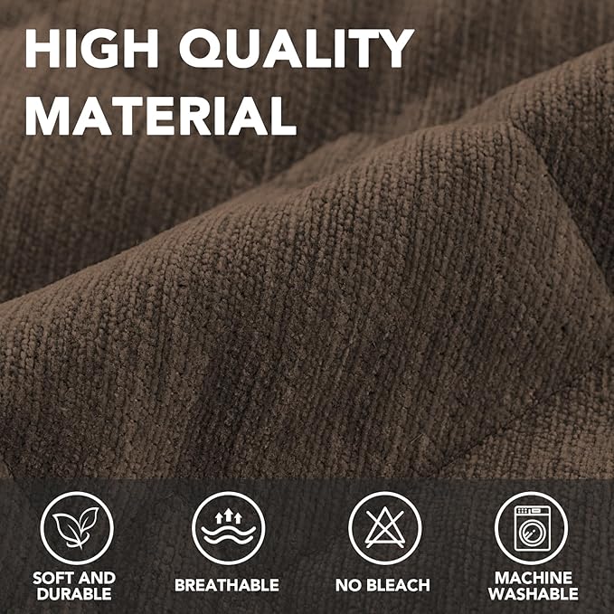 H.VERSAILTEX Couch Cover Chenille Pet Fuzzy Sofa Covers for 3 Cushion Couch Anti Slip Washable Sofa Slipcovers with Strap Soft Couch Protector Cover for Dogs Cats Kids(68" x 82", Coco Mocha)