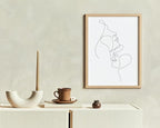 Y2K BOO Minimalist Face to Face UNFRAMED Wall Art Two Portraits Continuous Line Drawing 11x14 Inch Heavyweight Paper Modern Aesthetic Studio Decor