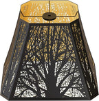 ALUCSET Metal Bell Lampshade, Rectangular Cut Corner Lamp Shades Replacement for Table Floor Lamps, Etched Forest Lamp Shade (5+6.5) " Top x (8+12)" Bottom x 10" High, Black Gold Replacement Spider