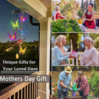 Wind Chimes,Purtuemy Solar Butterfly Lights for Outside Garden Yard Outdoor Decor, Mothers Birthday Gifts for Women Mom Grandma
