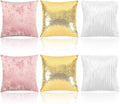 Pack of 6 Decorative Velvet Throw Pillow Covers Solid Square Soft Pillowcase Set Cushion Cases for Sofa Couch Bed Car Christmas Fall Home Decor 18 x 18 inch(Pink Gold White)