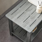 Heavy Duty Shower Bench for Inside Shower Waterproof, Large HDPS Bath Stool for Shaving Legs, Gray Poly Lumber Foot Stool, Plastic Bathroom Bench Seat with Storage Shelf, Outdoor/Indoor Use