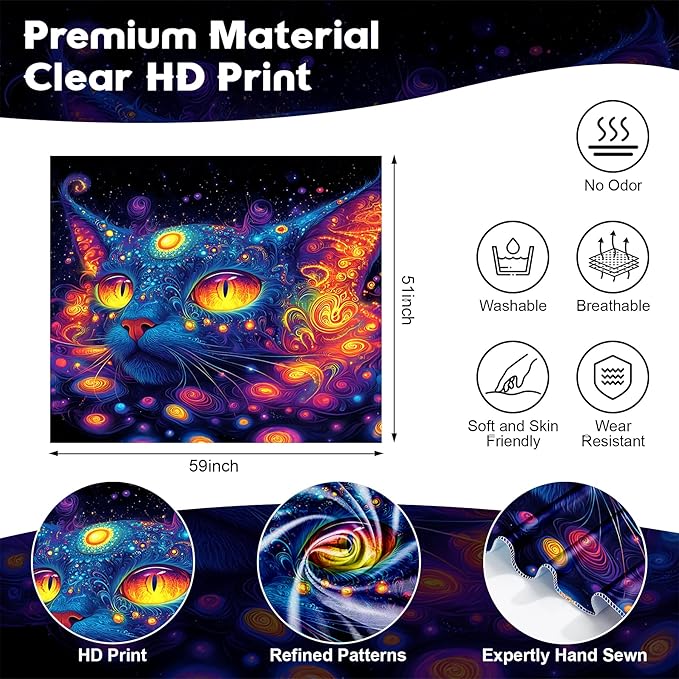 NYZE Astronaut Space Tapestry for Bedroom, Glow in the Dark Room Decor Wall Tapestries, Cool Galaxy Planet Wall Hanging, Wall Hanging for Men Guys Gamer Room Dorm Living Room 59in×51in