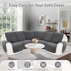 Reclining Sectional Couch Covers 100% Waterproof Recliner Cover Washable Velvet L Shape Recliner Sofa Covers for Dogs Pets Anti Slip Recliner Slipcovers with Pockets (5 Seat Sofa, Dark Gray)