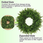 Boxwoods Wreaths for Front Door 26 Inch Large Artificial Green Leaves Greenery Indoor Outdoor Wreath Home Decor Porch Window Wall Farmhouse Door Decorations Spring Summer Fall All Seasons