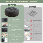8" Washable Floor Pillow Cushion for Adults, Meditation Cushion Pillow, Large Round Floor Sitting, Removable Tufted Corduroy Cover, for Tatami Living Room or Yoga, 22x22 Inch, Machine Washable