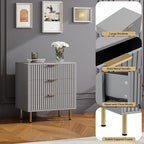GarveeHome 3 Drawer Dresser for Bedroom, Fluted Modern Nightstand with Deep Drawers, Chest of Drawers with Wide Top, Wooden Dresser Organizer, Side Table for Living Room, Hallway, Kids Room, Grey