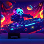 NYZE Panda Space Tapestry for Bedroom, Music Wall Tapestry, Party Decor Glow in the Dark Room Decor Tapestries, Cool Galaxy Planet Wall Hanging, Wall Hanging for Room Dorm 59in×51in