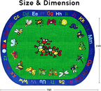 SAFECASTLE Kids Carpet Kritters Alphabet Rug 5'4" x 7'8"– Colorful Oval Educational Area Rug with Letters, Numbers & Insects, Learning Carpet for Toddlers, Preschool, Classroom, Daycare & Playroom