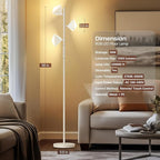 36W RGBCW Floor Lamp, Color Changing LED Tree Floor Lamp, Stepless Dimmable Tall Standing Lamp with Remote & Touch Control, 2700K-6500K Modern Floor Lamps for Living Room, Bedroom, Gaming Room - White