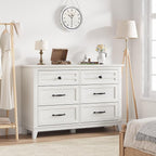GarveeHome 6 Dresser for Bedroom, 47 in Wide Drawer Dresser with Storage Freestanding, Wooden Closet Storage Chest for Living Room, Bedroom, Entryway, Ash White